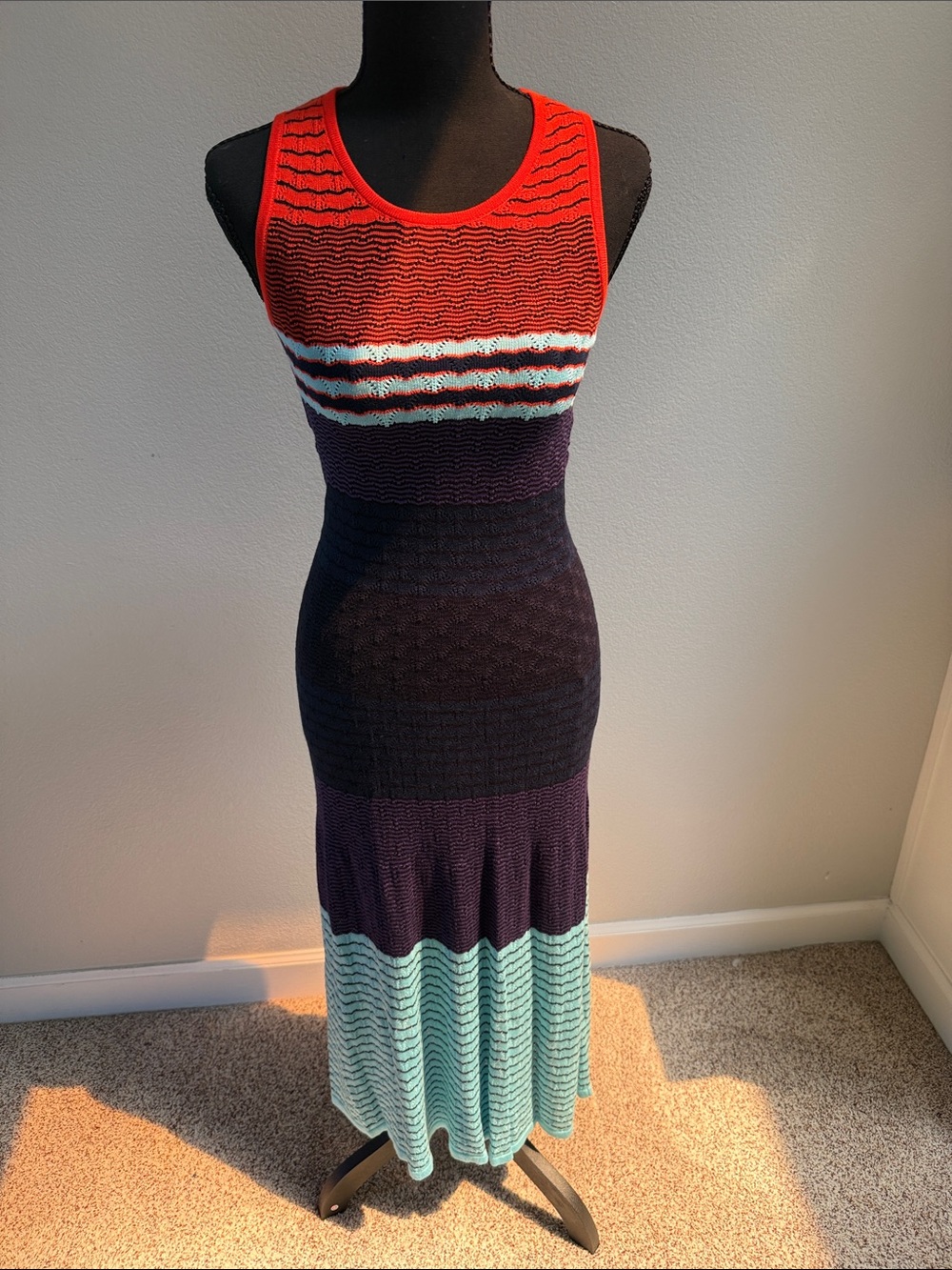 Parker Sleeveless Striped Maxi Dress in Red, Navy & Mint